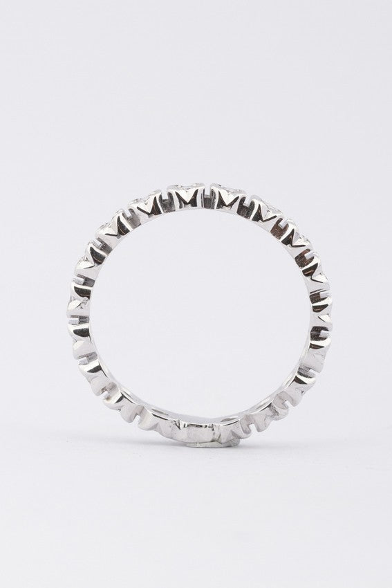 White gold alliance ring with diamonds