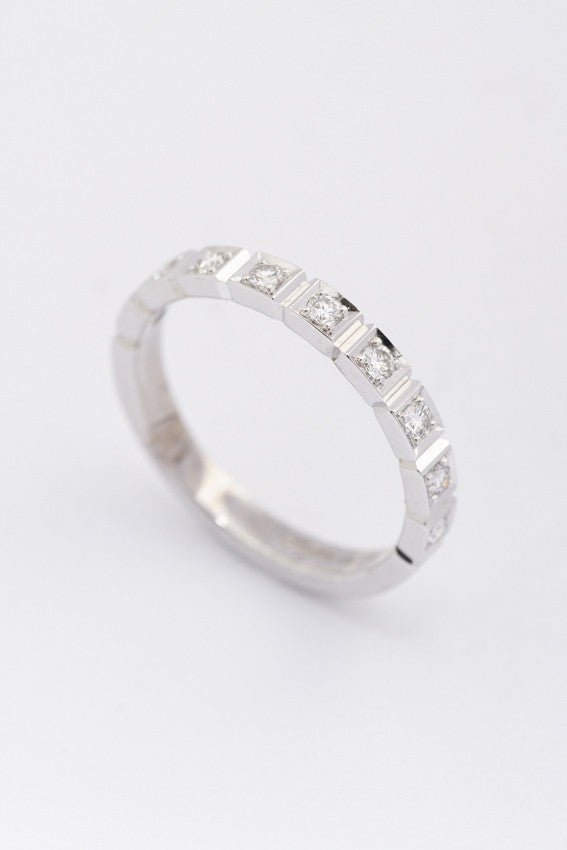 White gold half alliance ring with diamonds