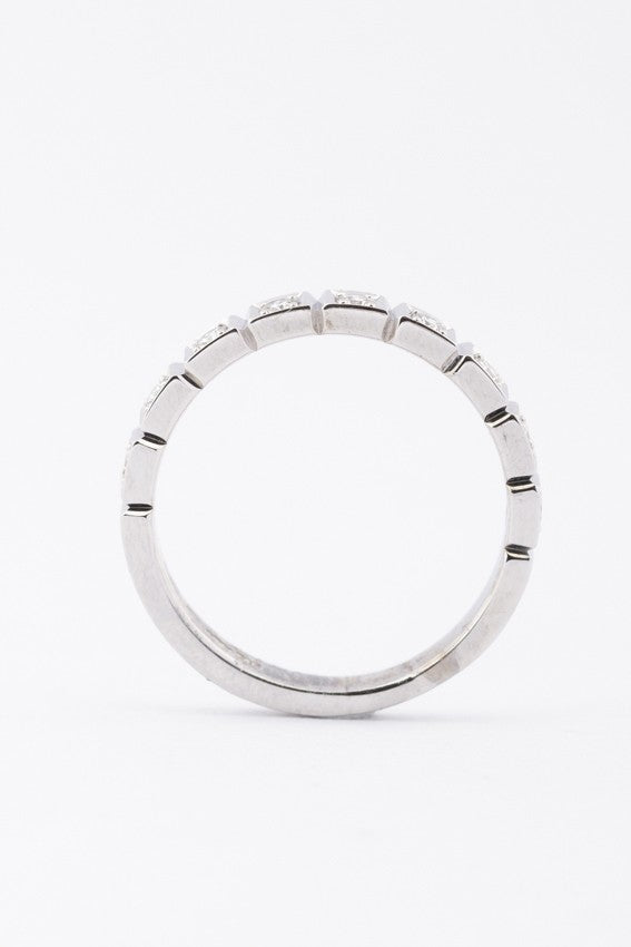White gold half alliance ring with diamonds
