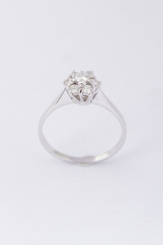 White gold entourage ring with diamonds