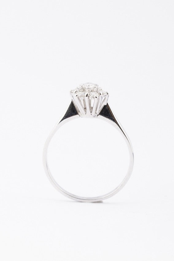 White gold entourage ring with diamonds