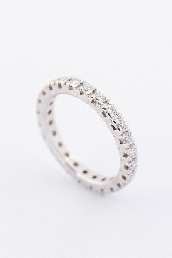 white gold alliance ring with 24 diamonds