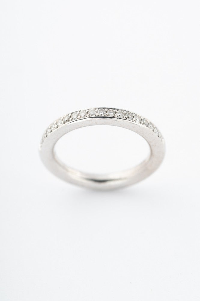 White gold half alliance ring with diamonds