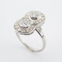 Art Deco platinum princess ring with 2 brilliant-cut diamonds