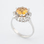 White gold entourage ring with citrine and diamonds