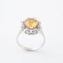 White gold entourage ring with citrine and diamonds