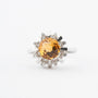 White gold entourage ring with citrine and diamonds