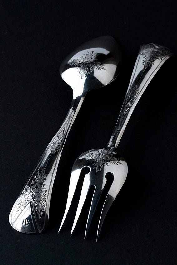 Antique silver serving cutlery