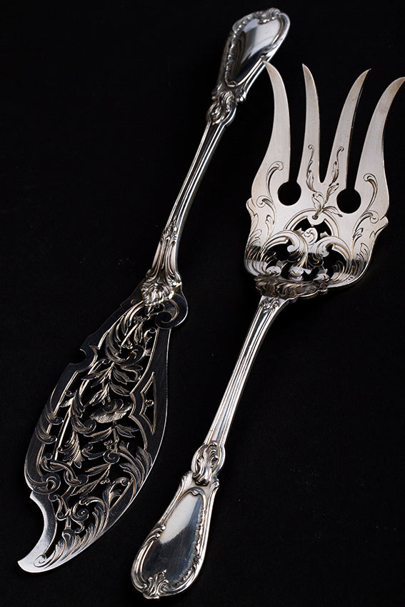 Antiek zilveren vis-dien couvert