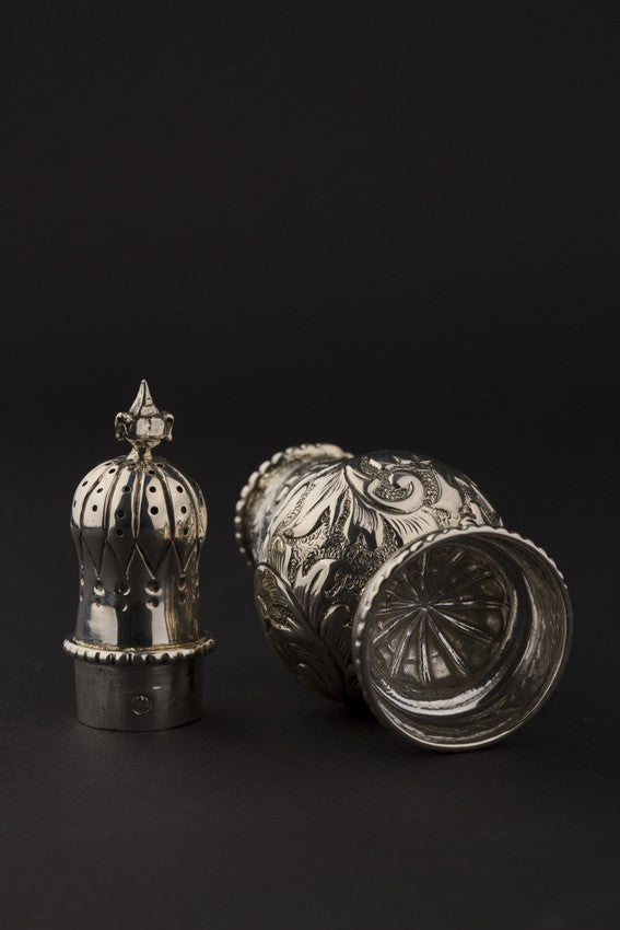 Antique silver spice shaker