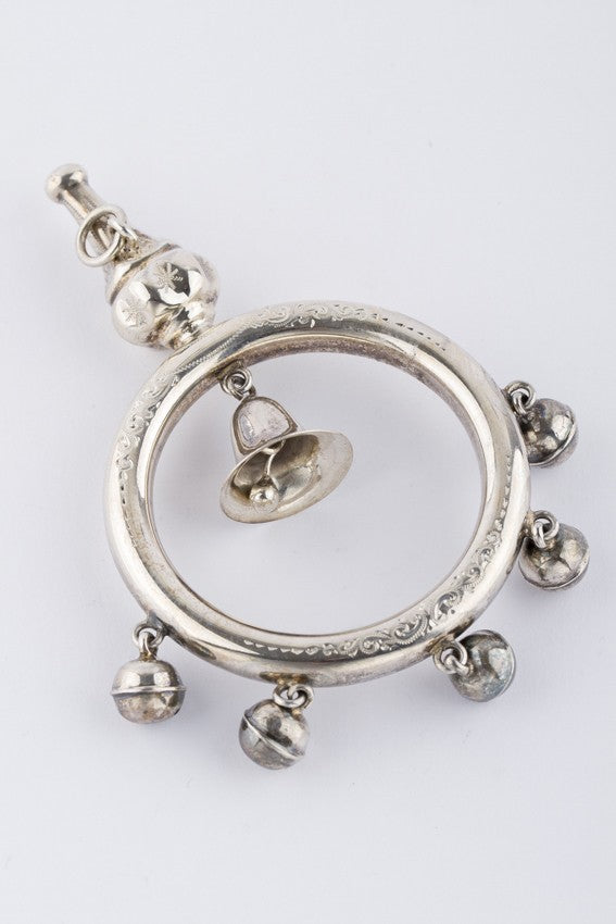 Antique silver whistle rattle