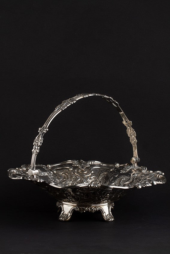 Old silver carved fruit bowl