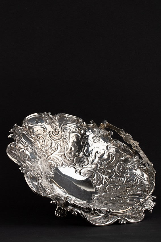 Old silver carved fruit bowl