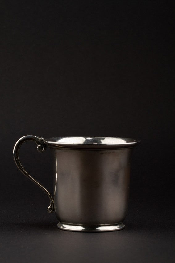 Old silver children's cup with goat