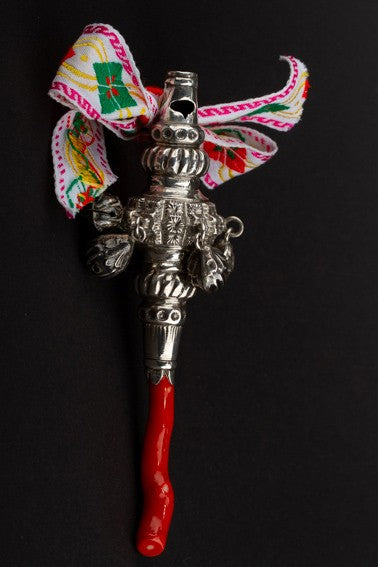 Antique silver whistle rattle