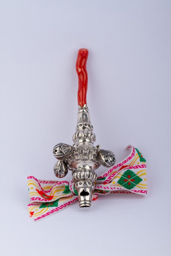 Antique silver whistle rattle