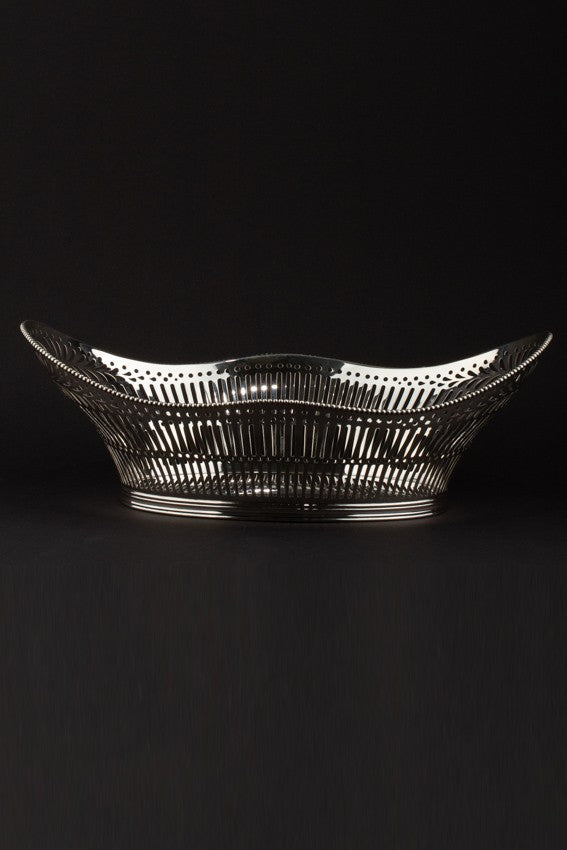 Old silver openwork bread basket